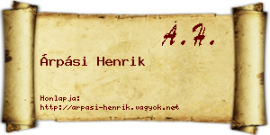 Árpási Henrik névjegykártya