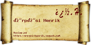 Árpási Henrik névjegykártya
